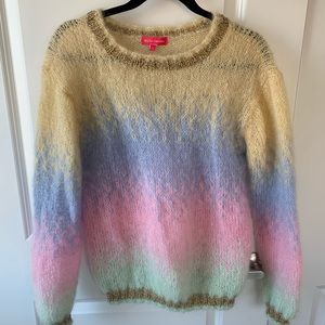COPY - Rose Carmine Striped Lurex- Trimmed Mohair Blend Sweater